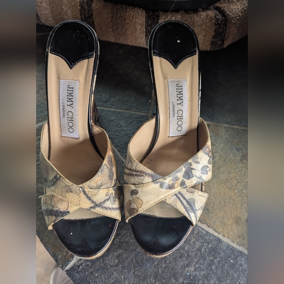 Jimmy Choo Black and Beige Heels